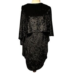 Monaco‎ Sleeveless Black Velvet Sheath Dress Cape Overlay Size 1XL